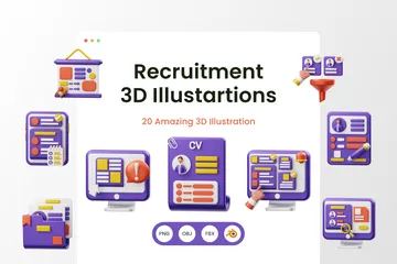 Reclutamiento Paquete de Illustration 3D
