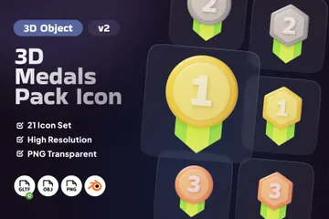 Médaille de récompense Vol 2 Pack 3D Icon