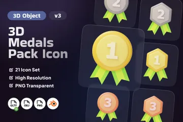 Médaille de récompense Vol 3 Pack 3D Icon