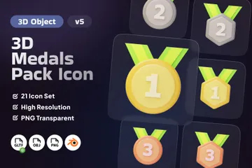 Médaille de récompense Vol 5 Pack 3D Icon