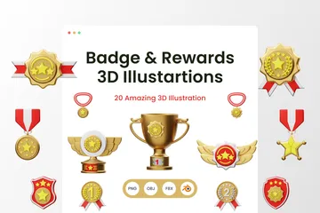 Insigne et récompenses Pack 3D Illustration