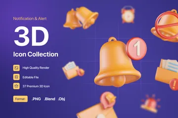 Colección de notificaciones y alertas Paquete de Icon 3D