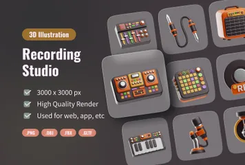 Recording Studio 3D Icon Pack