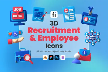 Recruitment And Employee 3D Icon Pack