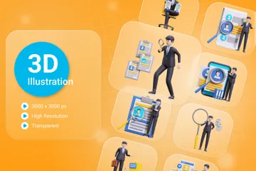 Recrutamento de funcionários Pacote de Illustration 3D