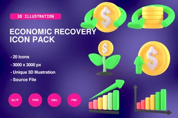 Recuperação econômica Pacote de Icon 3D