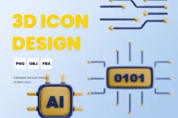 Rede e IA Pacote de Icon 3D