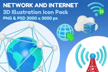 Rede e Internet Pacote de Illustration 3D
