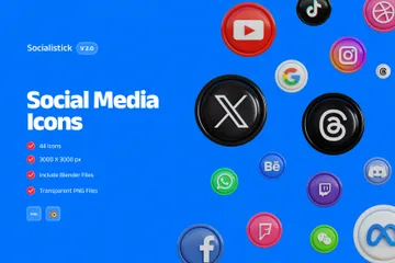 Free Medios de comunicación social Paquete de Icon 3D