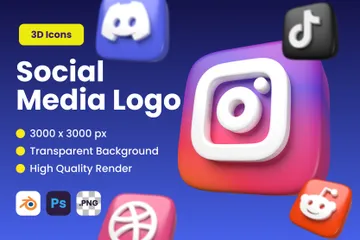 Free Medios de comunicación social Paquete de Icon 3D