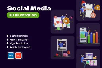 Medios de comunicación social Paquete de Illustration 3D