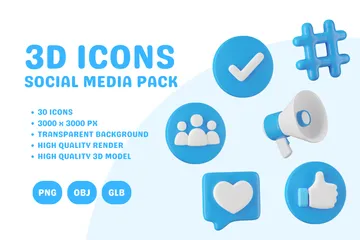 Medios de comunicación social Paquete de Icon 3D