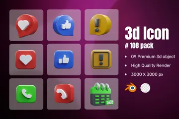 Medios de comunicación social Paquete de Icon 3D