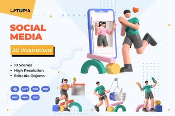 Medios de comunicación social 3D Illustration Pack