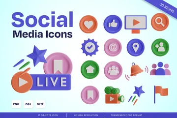 Medios de comunicación social Paquete de Icon 3D