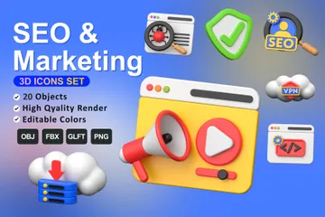 Référencement et marketing Pack 3D Icon