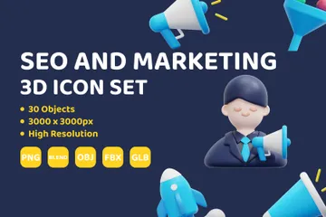 Référencement et marketing Pack 3D Icon