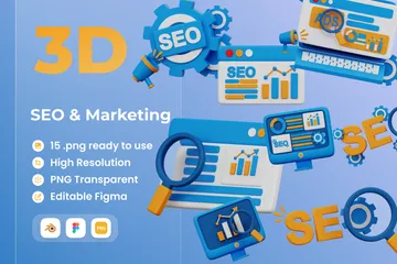 Référencement et marketing Pack 3D Icon