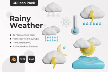 Regnerisches Wetter 3D Icon Pack