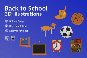 De vuelta a la escuela Paquete de Illustration 3D
