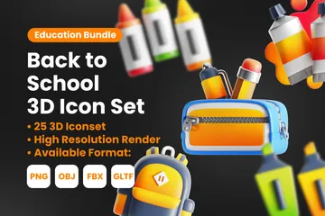 De vuelta a la escuela Ilustración 3D Pack