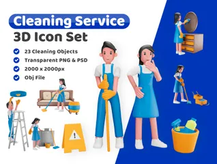 Reinigungsservice 3D Illustration Pack