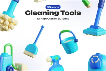 Reinigungswerkzeuge 3D Icon Pack