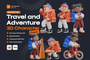 Reise & Abenteuer 3D Charakter 3D Illustration Pack