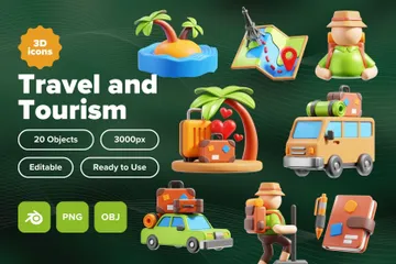 Reisen und Tourismus 3D Icon Pack