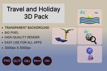 Reisen und Urlaub 3D Icon Pack