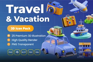 Reisen & Urlaub 3D Icon Pack