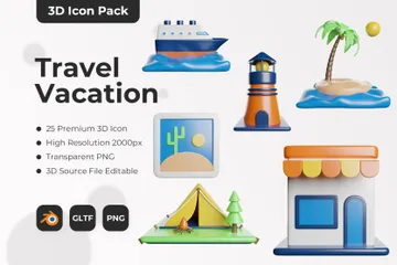 Reise Urlaub 3D Icon Pack