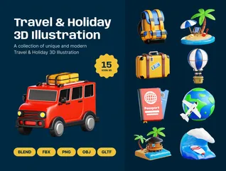 Reisen & Urlaub 3D Icon Pack