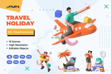 Reise Urlaub 3D Illustration Pack