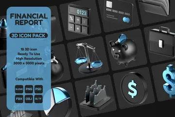 Relatório financeiro Pacote de Icon 3D