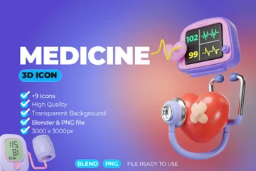 Medicamento Pacote de Icon 3D