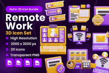 Remote Work 3D Icon Pack