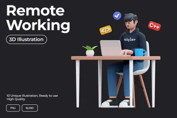 Remote Working 3D Illustration Pack