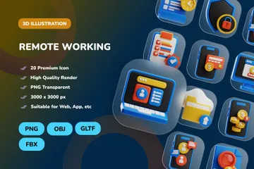 Remote Working 3D Icon Pack