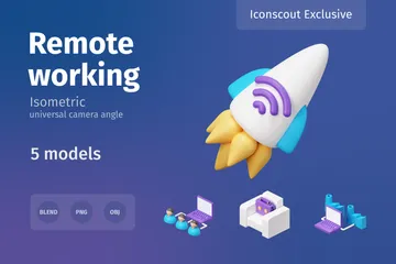 Remote Working 3D Illustration Pack