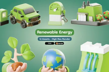 Renewable Energy 3D Icon Pack