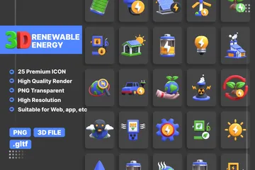 Renewable Energy 3D Icon Pack