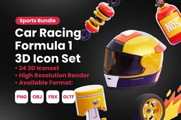 Rennauto 3D Icon Pack