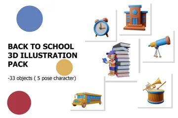 Retour à l'école Pack 3D Illustration