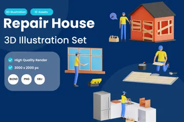 Repair House 3D Illustration Pack