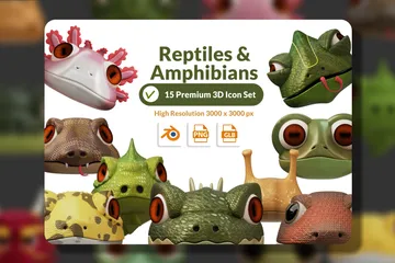 爬虫類と両生類 3D Iconパック