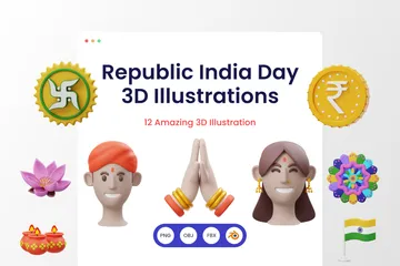 Republic India Day 3D Illustration Pack
