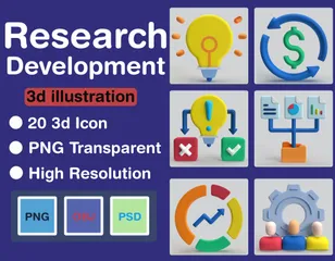 Research  Development 3D Icon Pack