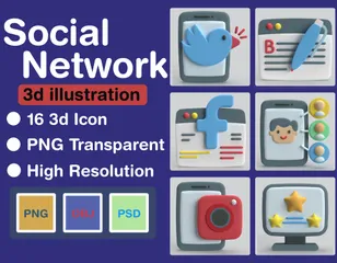 Réseau social Pack 3D Illustration