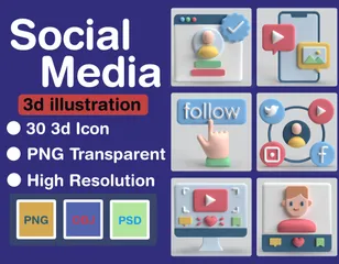 Réseaux sociaux Pack 3D Icon